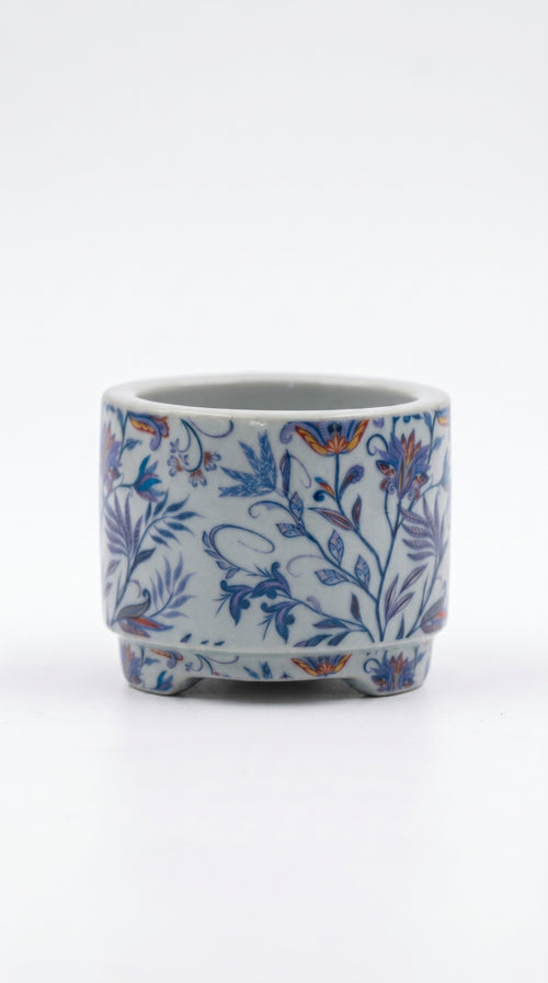 Ceramic Incense Burner - White and Blue Porcelain
