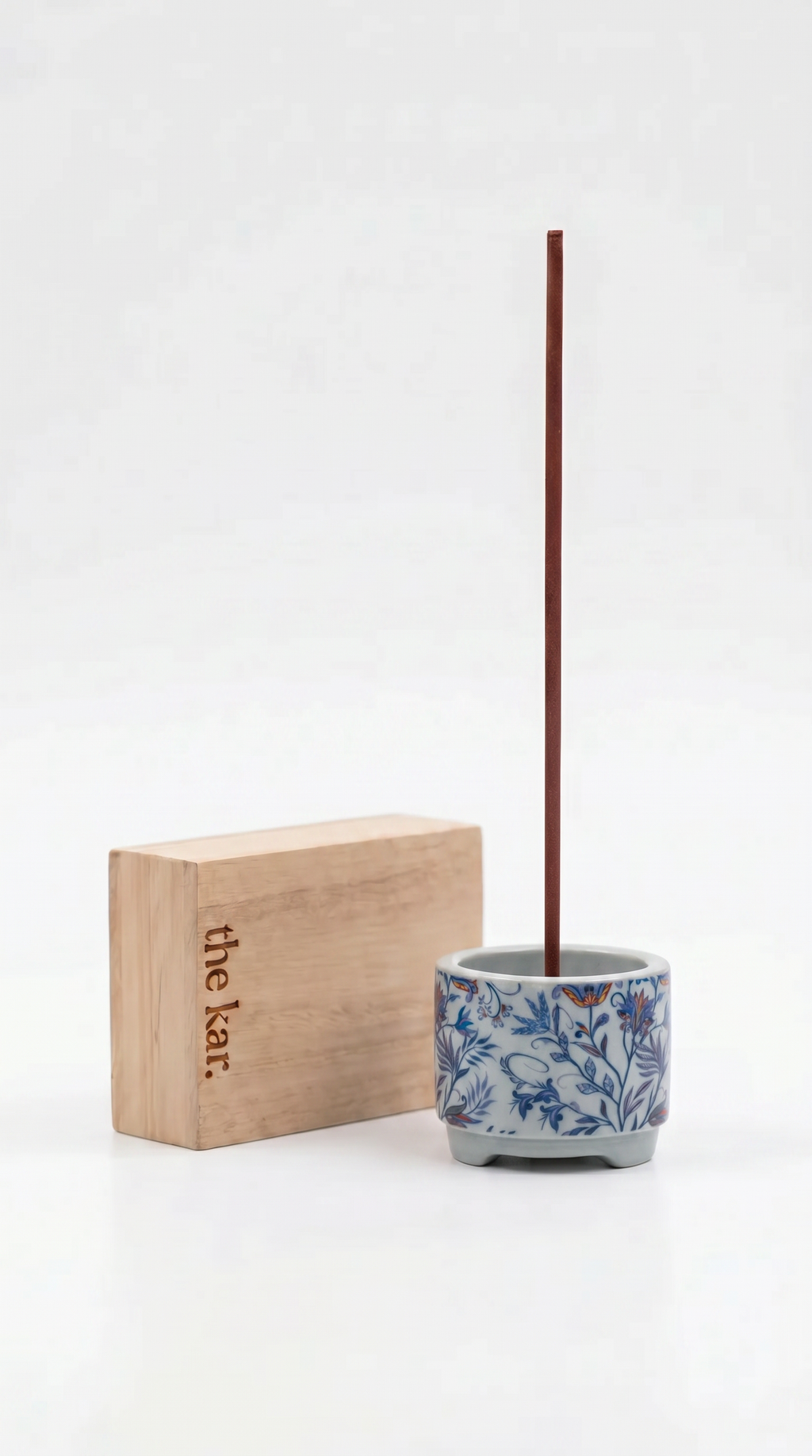 Ceramic Incense Burner - White and Blue Porcelain